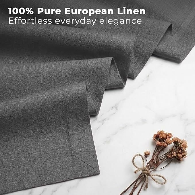 Classic Linen™ by D'Moksha Charcoal Grey Table Runner 72 Inches Long, 100% Pure - Image 2