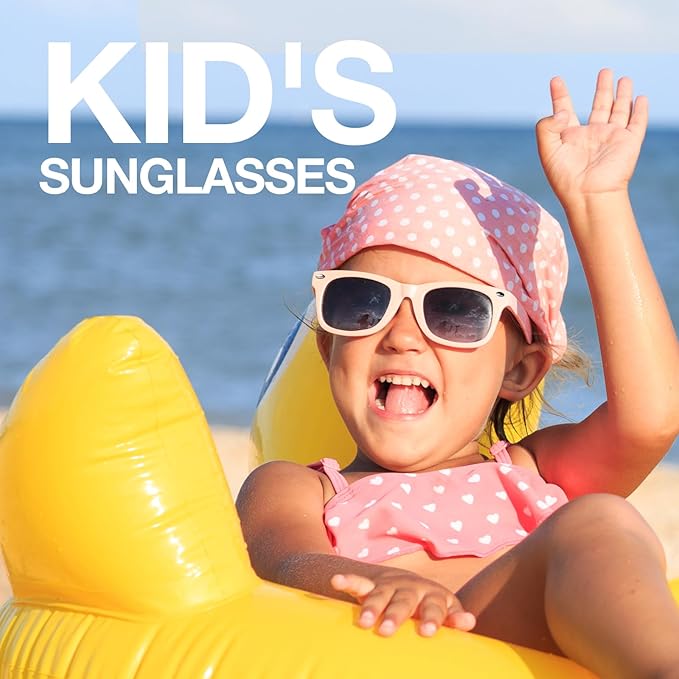 RIVBOS Kids Sunglasses Polarized UV Protection Flexible Rubber Glasses Shades with Strap for Boys Girls RBK004