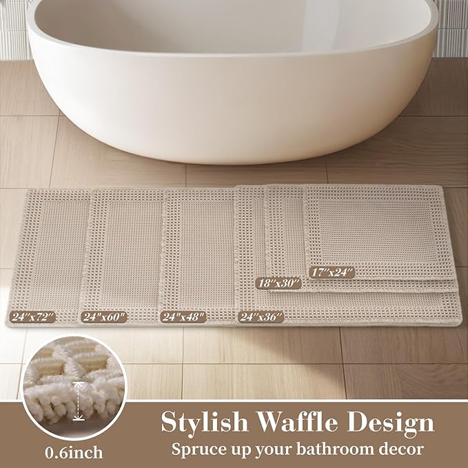 RESARE Waffle Bath Mat for Bathroom, Super Absorbent Bathroom Rugs Non Slip - Image 5
