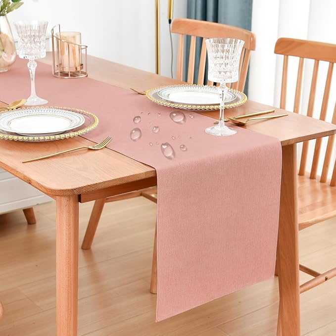 Faux Linen Table Runner Water Resistant 13 x 60 in, Coffee Table Runner by Nacuci