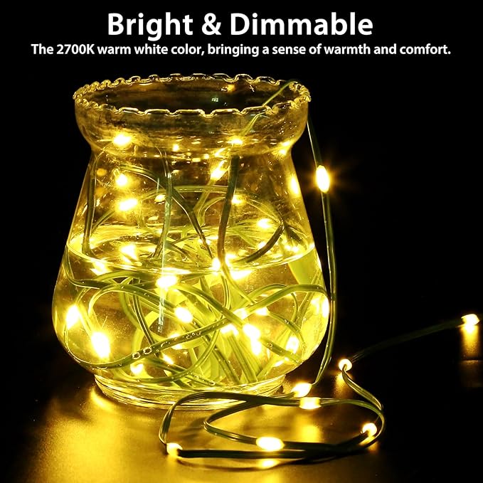 33ft Battery Operated String Lights, 100 LED Warm White & Multicolor Fairy String Lights Battery Powered w/Remote & Timer for Indoor Outdoor Christmas Trees Decoration Bedroom Patio