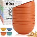 Large Bowl Set of 8, 60 oz Orange Wheat Straw Bowls, Unbreakable & Microwave by HOMIENLY