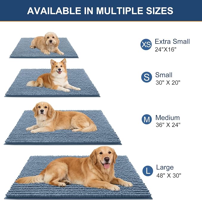OLANLY Dog Door Mat for Muddy Paws 30x20, Ultra Absorbent Chenille Mud Doormat - Image 2