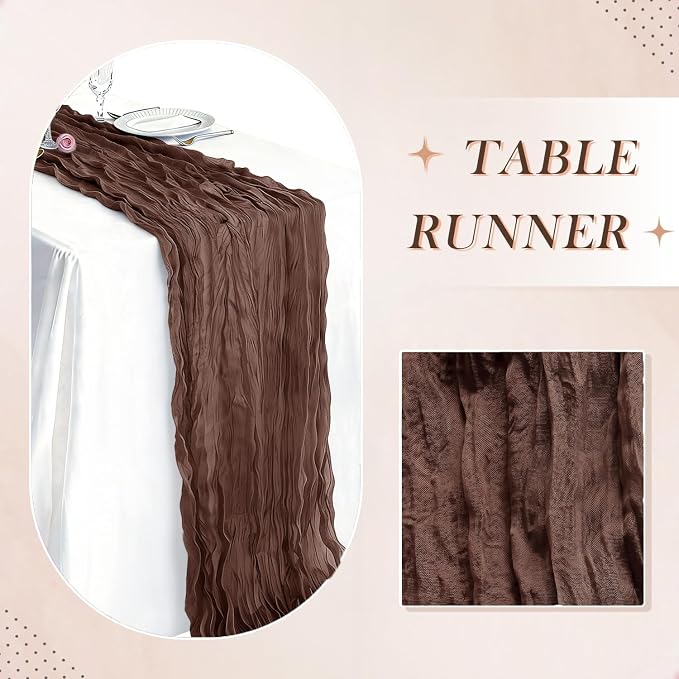 3 Pack Nude Brown Cheesecloth Table Runner 21 x 120 Inch Boho Gauze Sheer Table - Image 6