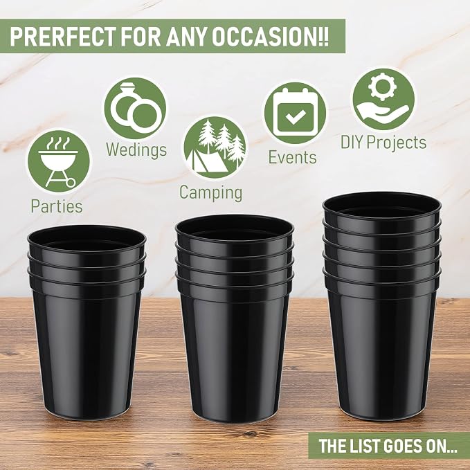 Yungyan 12 Pack 16 oz Stadium Cups Reusable Plastic Cups Blank Drink Stadium - Image 4