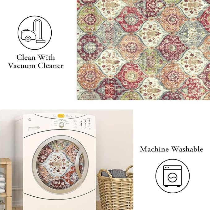 Lahome Moroccan Trellis Washable Round Area Rug, Soft Round Rugs 6ft Ultra-Thin - Image 6