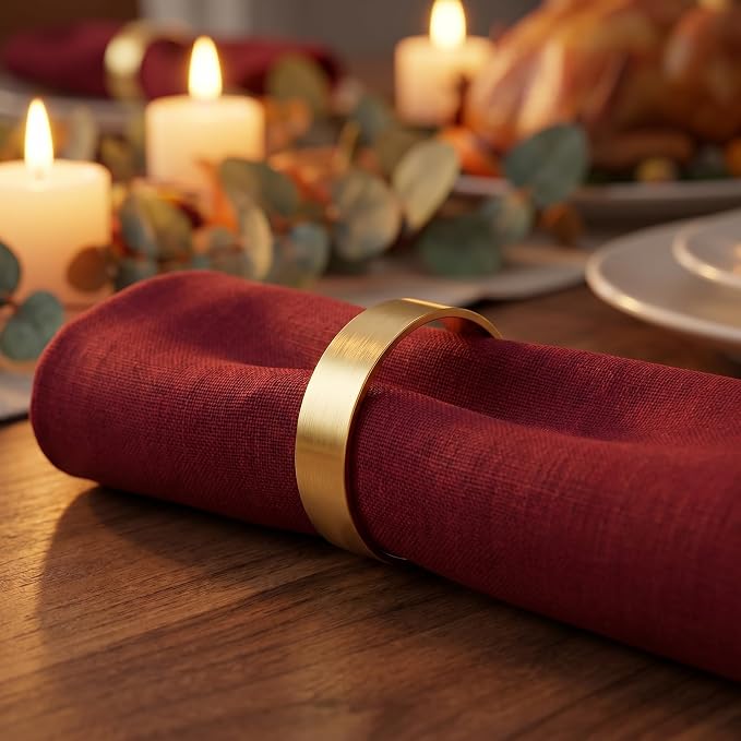 Gold Napkin Rings Set of 12, Metal Holders - Image 5