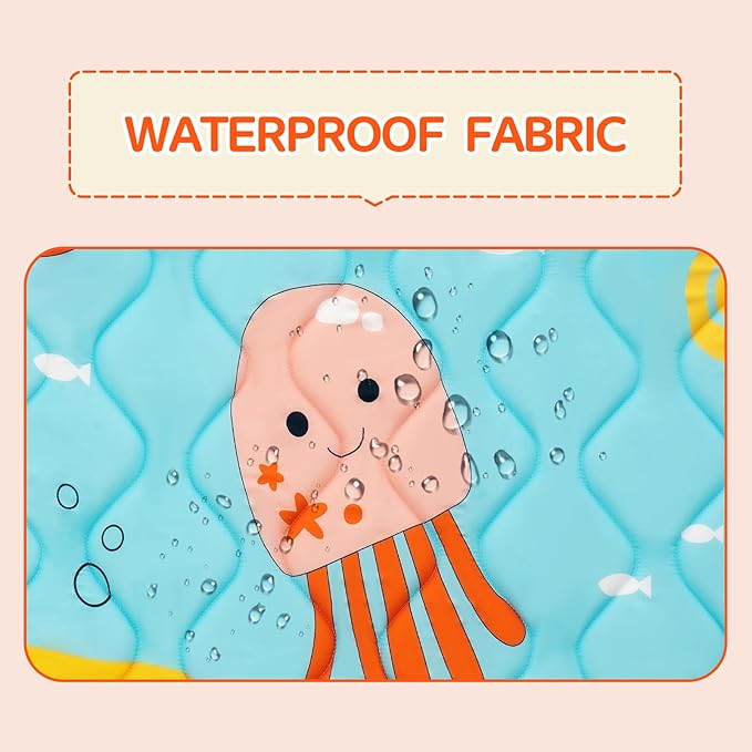 Baby Play Mat - Thicken 71x59 Inch Soft Foam Crawling Mat for Playpen & Floor, Non-Slip Waterproof Playmats for Infants & Toddlers, Portable Foldable & Machine Washable, Ocean World