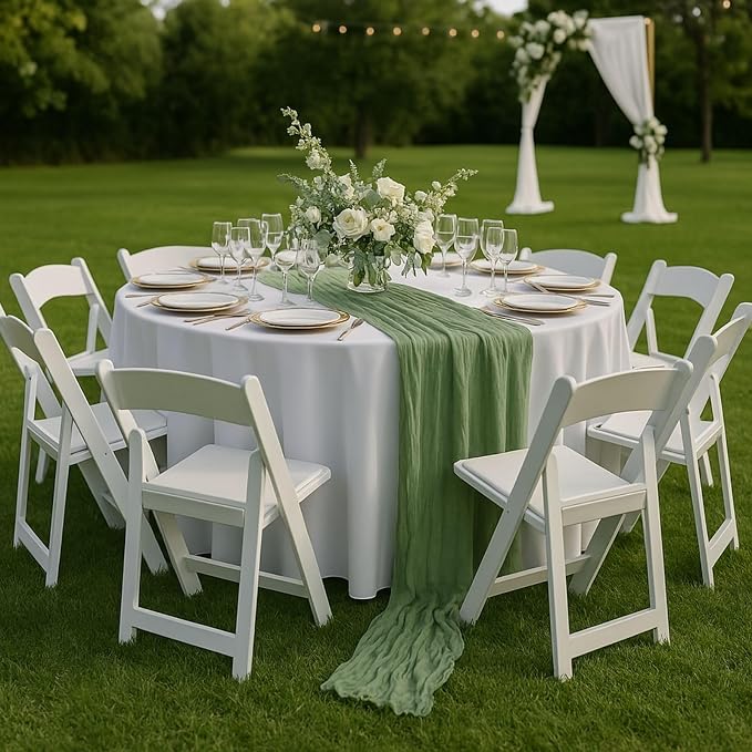 6 Pack Sage Green 10FT Cheesecloth Table Runners –120 Inch Rustic Gauze Bulk Set - Image 5