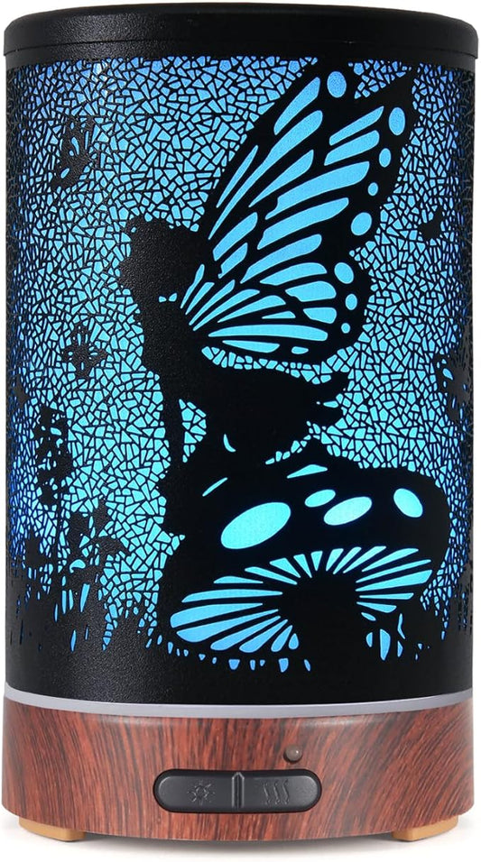 Essential Oil Diffuser, Ultrasonic Diffuser for Essential Oil, Cool Mist Humidifier Aromatherapy Diffuser with 7 Color Lighting Changing Modes, Waterless Auto Shut-Off for Home（Flower Fairy）