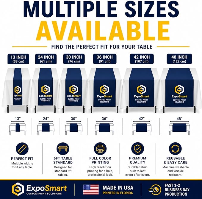 24x72 Custom Table Runner with Business Logo, Ships Next Day, Made in USA Thick - Image 5