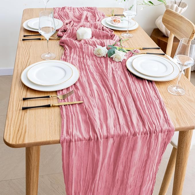Cheesecloth Table Runner Dusty Rose 10FT Boho Gauze, 12 Pack | 120 Inch Cheese - Image 6