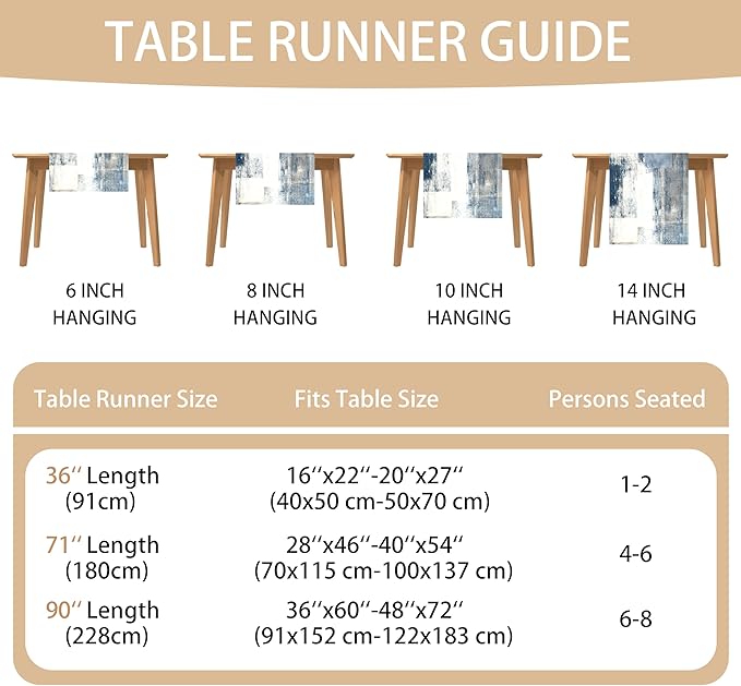 White Gray Table Runners Modern Art Farmhouse Linen Table Runners Dresser - Image 5