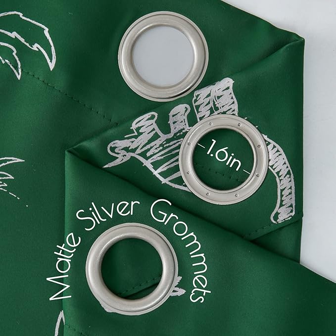 Vangao Kids Curtains Green Blackout Dinosaur Curtains for Boys Kids Nursery Girls Room Silver Dino Foil Print Thermal Insulated Drapes Grommet Top Window Treatments 84 Inches Length 2 Panels