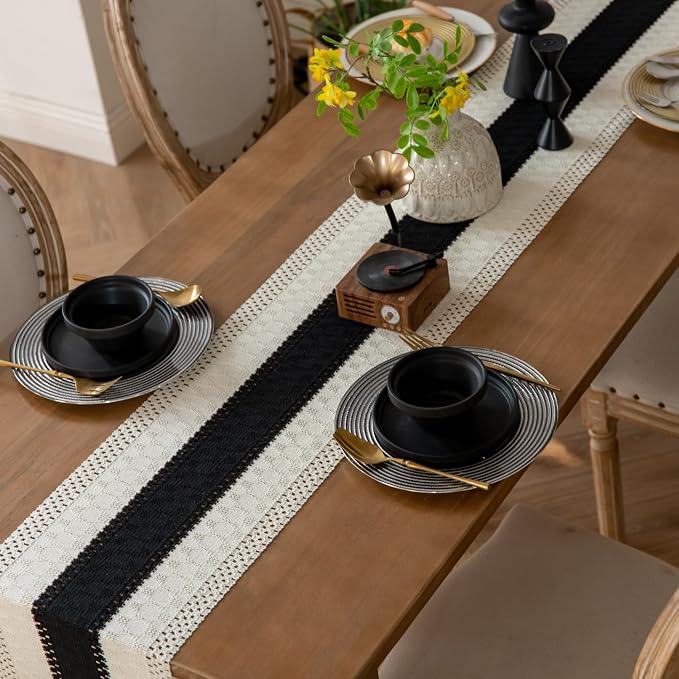 EMMTEEY Boho Table Runner with Tassels 94 Inches Long, Scratch & Heat Resistant - Image 7