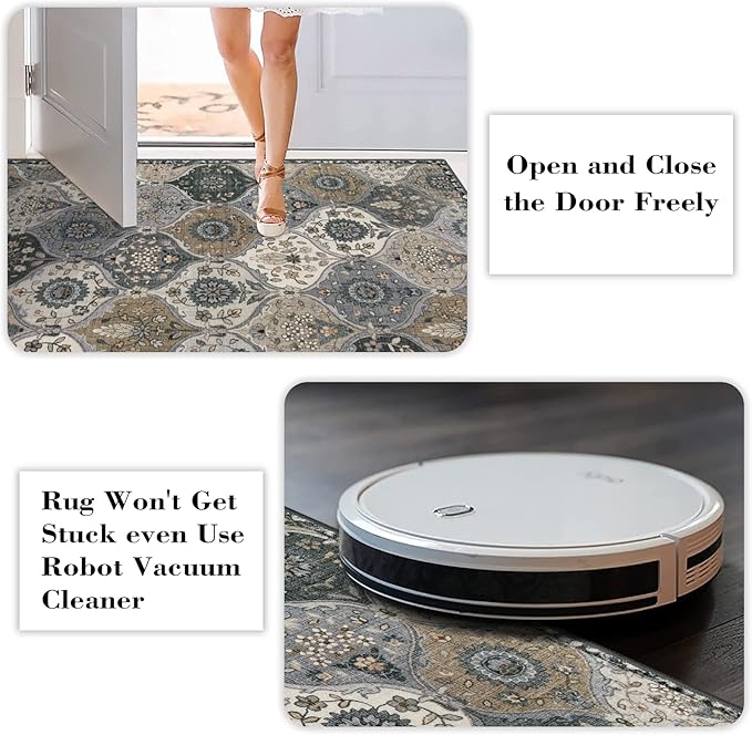 Lahome Moroccan Washable Round Area Rug, Soft Vintage Round Rugs 6ft - Image 7