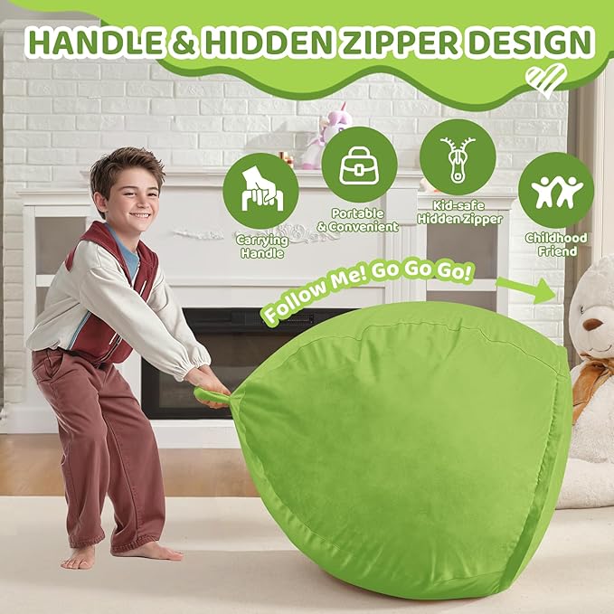 2FT Bean Bag Chair, Comfy Bean Bag Chairs with Memory Foam Filled, Fluffy Beanbag Sofa with Dutch Velvet Cover, Teardrop BeanBag Chairs for Living Room, Playroom - Lime