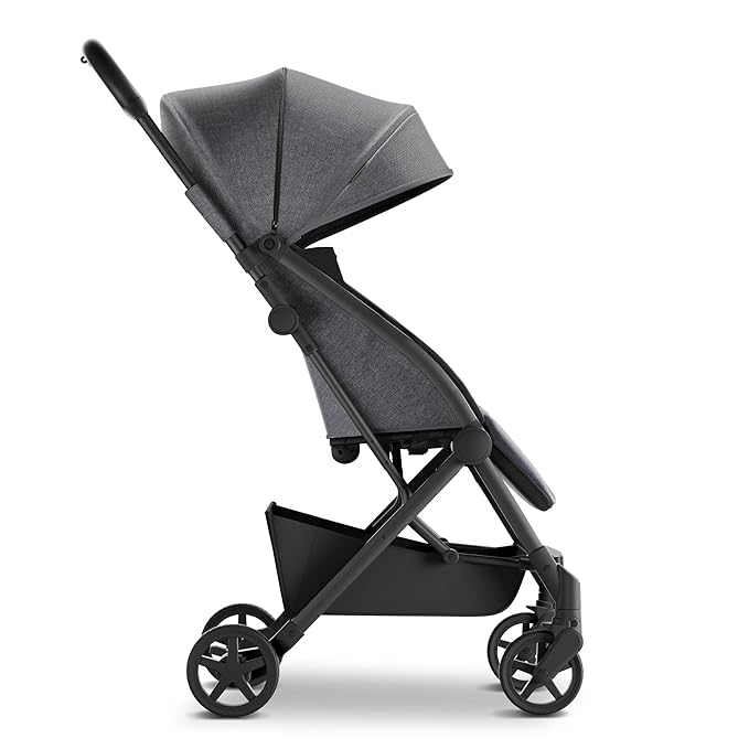 Mompush Lithe V2 Lightweight Travel Stroller, Compact Foldable Baby Stroller with Travel Bag, One-Hand Fold Stroller, Snack Tray, Mechanical Recline Seat, Airplane-Ready, UPF 50+ Canopy & Rain Cover