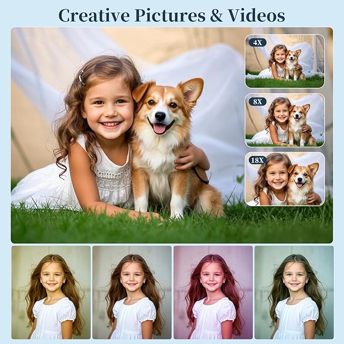 Digital Camera, Autofocus 4K 64MP Point and Shoot Digital Cameras for Teens with 64GB Card, 18X Zoom Anti-Shake Compact Video Camera for Student Kids Boys Girls Beginner - White