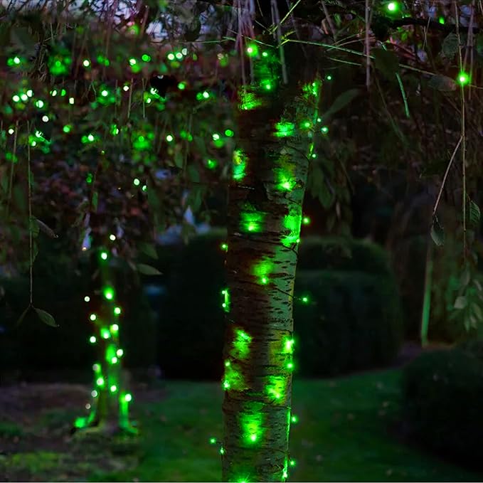 Dazzle Bright Green Christmas String Lights, 100 LED 33 FT Halloween Lights with 8 Modes, Waterproof Christmas Decorations for Indoor Outdoor Holiday Party Home Tree Decor