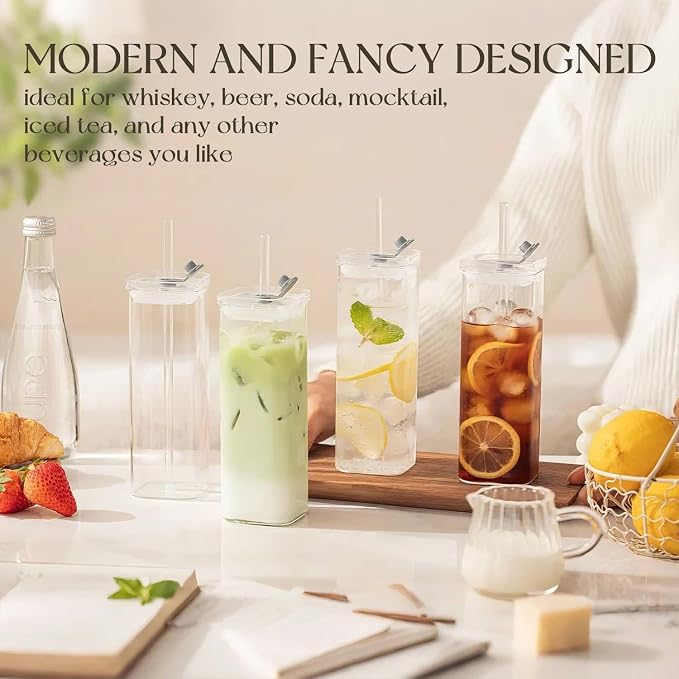 KEMORELA 12 Sets Square Drinking Glass Cups - Image 2