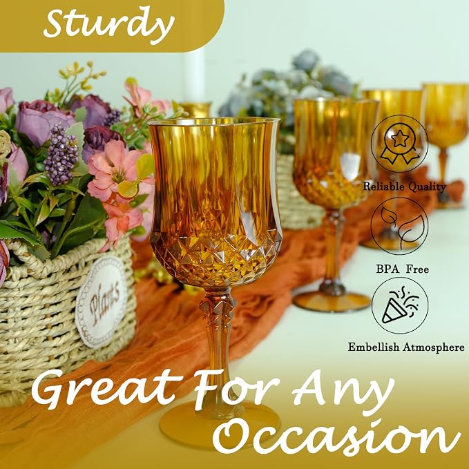 48Pack Plastic Wine Glasses, 7oz Vintage Goblets - Image 7