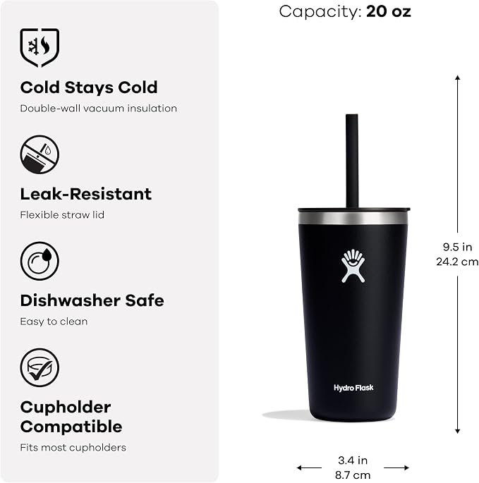 Hydro Flask All Around Tumbler Straw Lid, Insulated Travel Mug, Stainless Steel - Image 3