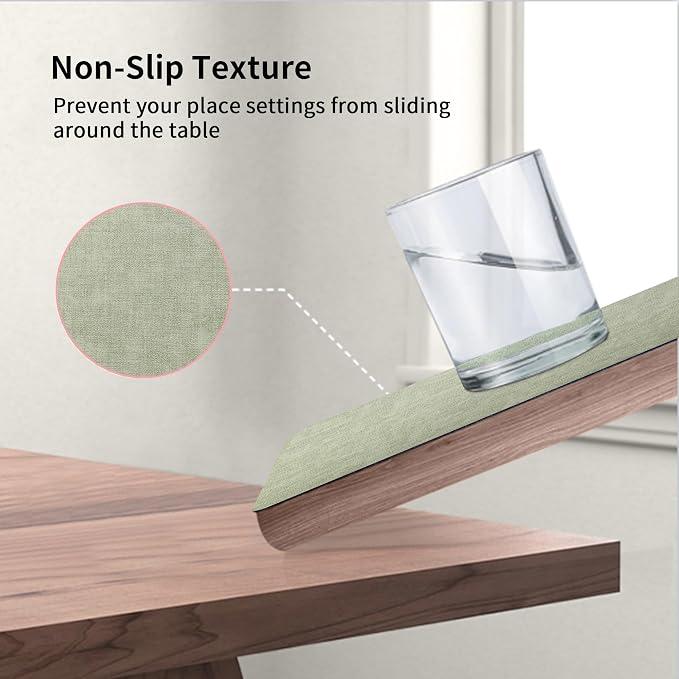 Maxpearl Faux Leather Placemats Set of 6, Light Green | Waterproof - Image 5