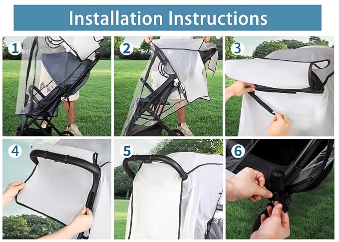 Universal Stroller Rain Cover, Clear Breathable Weather Shield with Waterproof Zipper, 4 Seasons Protection (XL)