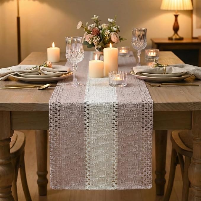 Artoid Mode Pink Farmhouse Woven Table Runner 12x60 Inch | Seasonal Holiday - Image 2