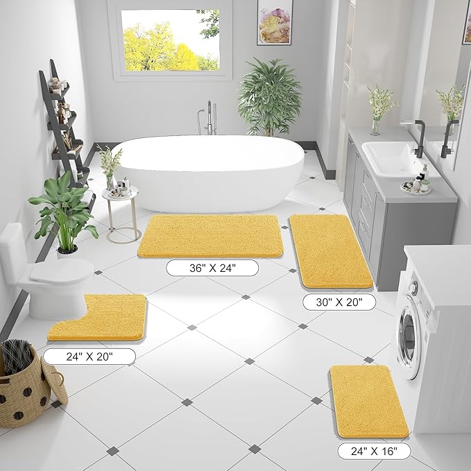 OLANLY Bathroom Runner Rugs 47x24, Extra Soft Absorbent Chenille Bath Rugs - Image 2