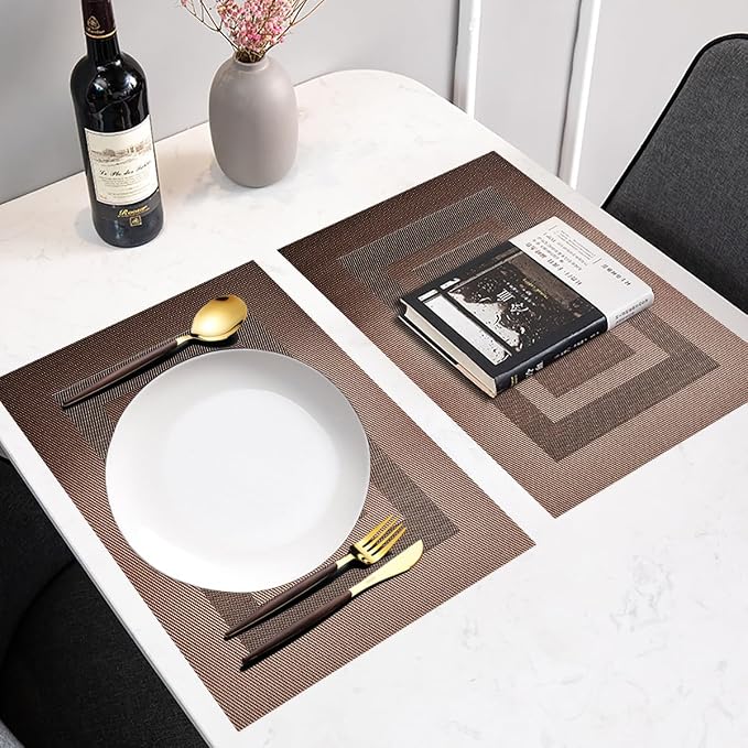 PIGCHCY Placemats Set of 6, Washable Woven Vinyl Kitchen Table Mats Non Slip - Image 7
