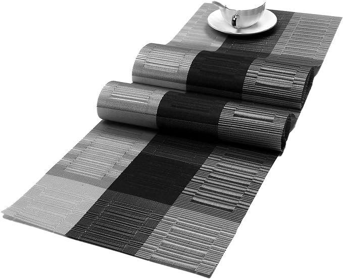 SHACOS Table Runners Woven Vinyl PVC Table Runners 12 x 90 inch Wipeable Heat by SHACOS