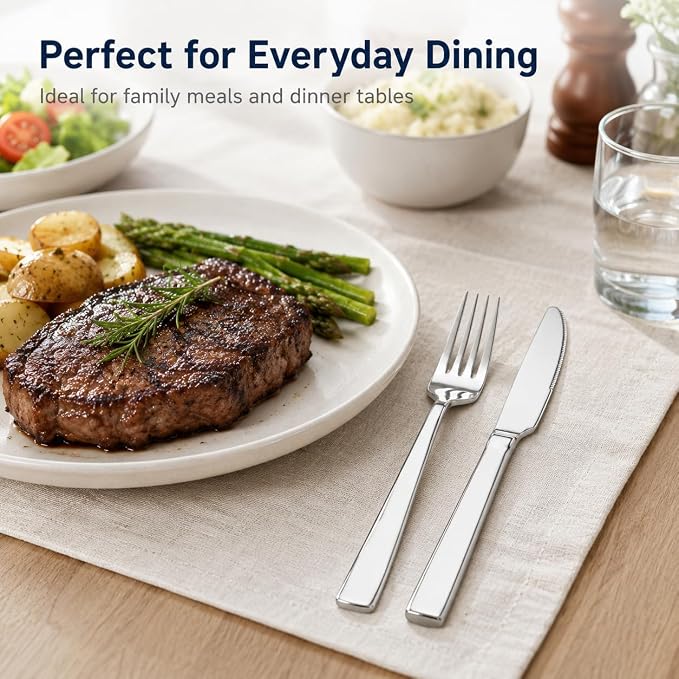 SANTUO 12-Piece Stainless Steel Dinner Knife and Fork Set - Image 7