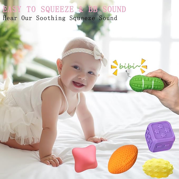 12P Sensory Balls for Toddlers 1-3,Balls for Baby Toys 6-12 Months,Bright Color Textured Multi Soft,Baby Massage Toy,Birthdays, Includes Storage Bag