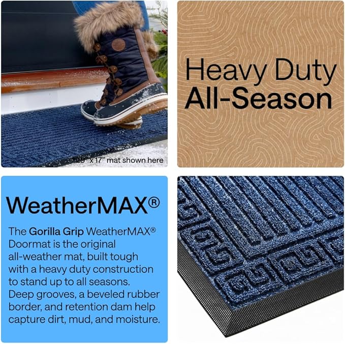 GORILLA GRIP 100% Waterproof All-Season WeatherMAX Doormat 35x23, US Designed - Image 3