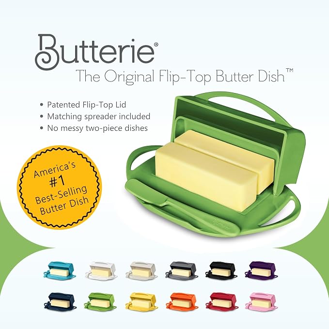 Flip Top Butter Dish with Attached Lid & Matching Knife, 2 Pack - Image 8