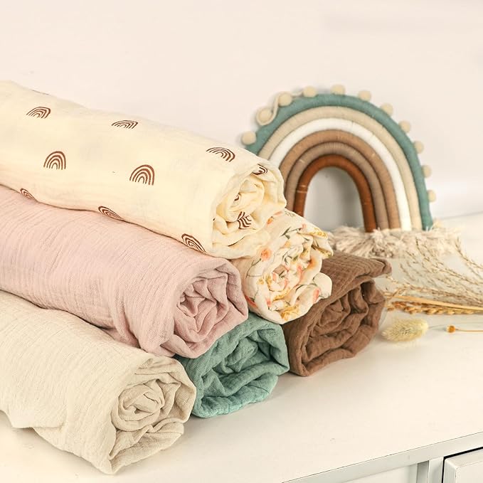 Hooyax Muslin Baby Lounger Cover 2 Pack, Soft and Breathable Newborn Lounger, Adorable Slipcover for Boys & Girls (Brown, Wheat)