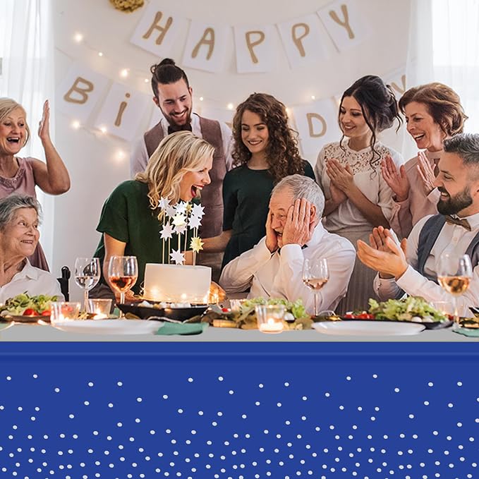 12 Pack Blue and Silver Tablecloth and Table Runner Party Decorations - Image 5