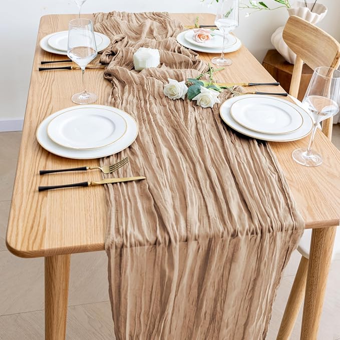 Cheesecloth Table Runner Nude Brown 10FT Boho Gauze, 12 Pack | 120 Inch Cheese - Image 6