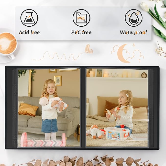 Popotop Photo Album 4x6 100 Pockets for Wedding Gifts,Linen Hardcover Picture Albums for Family Anniversary Baby Vacation Pictures