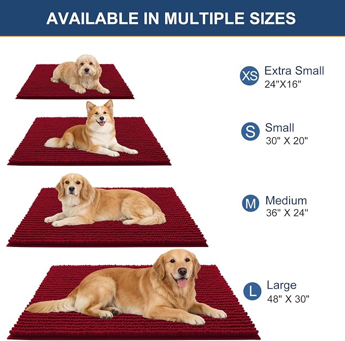 OLANLY Dog Door Mat for Muddy Paws 44x24, Ultra Absorbent Chenille Mud Doormat - Image 2