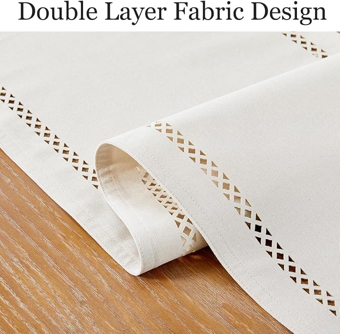 Rustic Burlap Table Runner, Off White Table Runners 36 inches Long | Double - Image 2