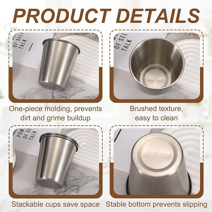 uxcell 2 Pcs Stainless Steel Cups, 9oz/260ml Metal Cups Double Wall Tumbler - Image 5