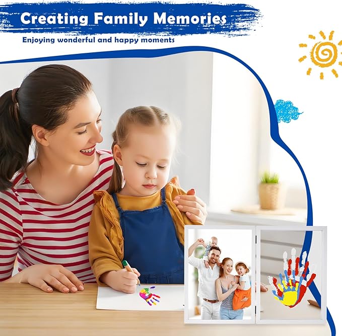 Family Handprint Kit with Picture Frame – DIY Hand Print Keepsake Gift for Parents & Kids, Handprint Craft for Family Memory Making & Home Decor (with Picture Frame)