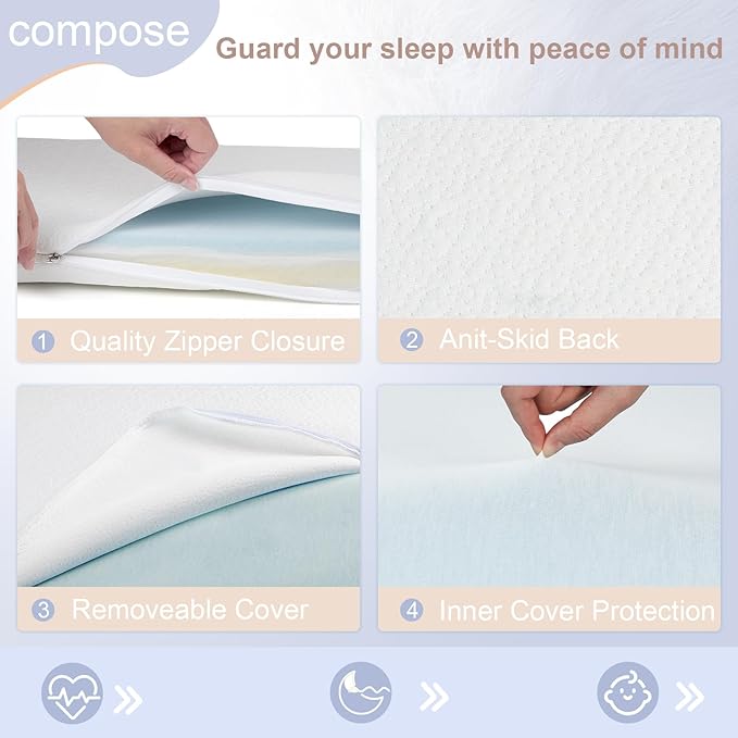 NeoBorn Baby Bassinet Mattress Pad, 33" x 20" Dual Sided Comfort Gel Memory Foam Mattress with Removable Breathable Soft Tencel Cover Fit for Baby Delight/Mika Micky/KoolerThings Bassinet