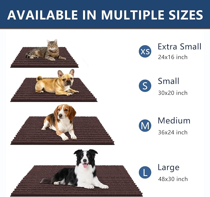 Smiry Dog Door Mat for Muddy Paws 32x21, Absorbent Dirt Trapper, Non-Slip - Image 3