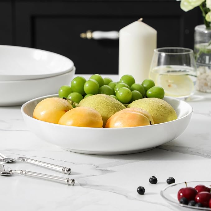 MALACASA 10" Large Pasta Bowls Set of 4, 56 OZ Wide and Shallow Salad Bowls - Image 5