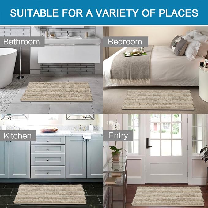 H.VERSAILTEX Bathroom Rug Sets 2 Piece Bath Mats Non Slip Thick Soft Chenille - Image 6