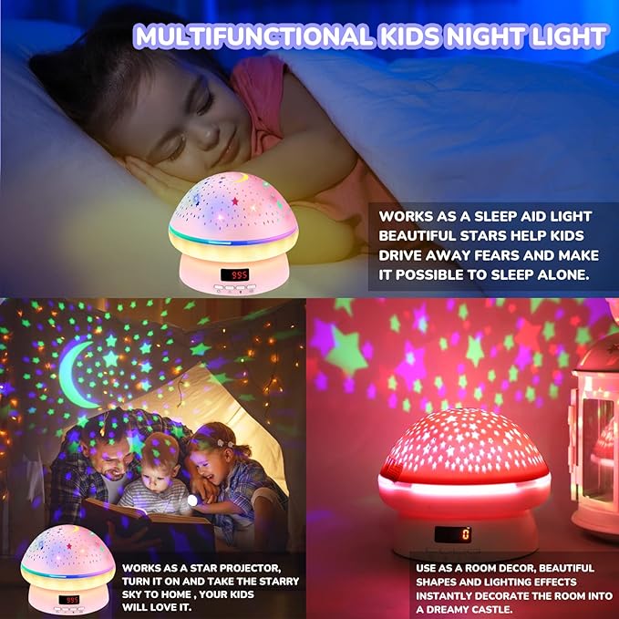 MINGKIDS Toys for 3-8 Year Old Girls Boys,Star Night Light Projector with Hard Projection Cover, Timer&Rotation,2-9 Year Olds Kids Chritsmas Birthday Gifts for 4 5 6 Year Old,Girls Room Decor